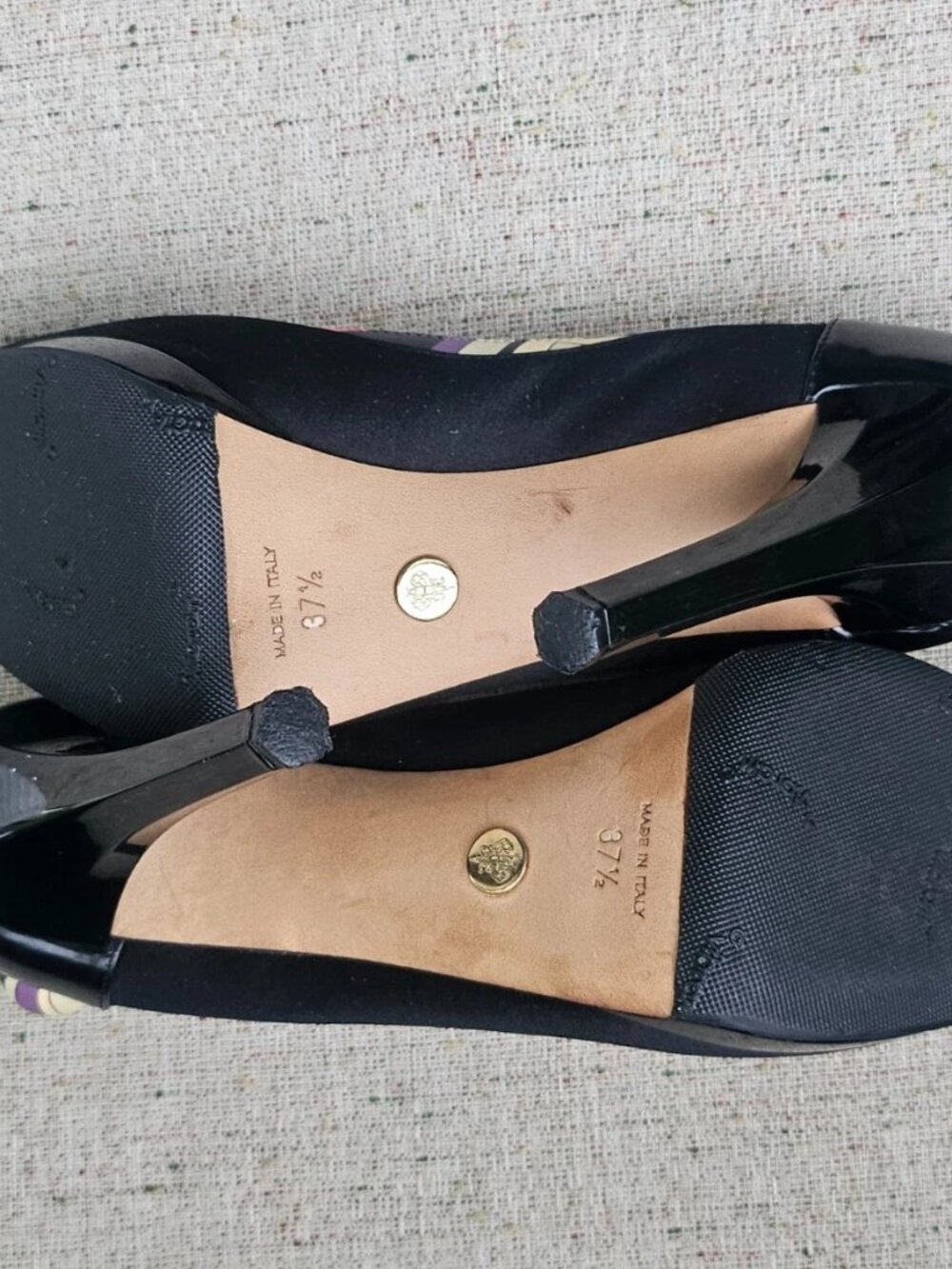 Emilio Pucci Women Heel Sandal Pump Black Satin Shoe Size 37.5 Made in Italy - Picture 11 of 12